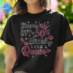 Queen's Birth 40th/50th/60th/80th Day Bling Rhinestone Shirt, Funny Birthday Party Shirt for Ladies, Birthday Crew Shirt Gift for Darling