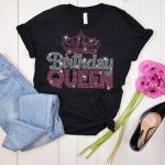 Birthday Queen and  Squad Rhinestone Shirt, Glittering Unique Design Tee, Birthday Girl Squad, Perfect Gift for Best Friend