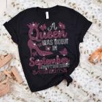Birthday Rhinestone T-Shirt for Queens Born in September, Sparkling Birthday Shirt, Unique Design Bling Shirt for Women or Girls