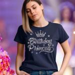Princess Birthday Rhinestone Shirt, Birth Month Shirt, Funny Birthday Bling Top Outfit, Retro Stylish Shirt, Best Gift for Best Friend