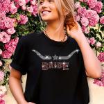 Longhorn Bride Rhinestone T-Shirt, Western Bridal Party Apparel, Funny Wedding Gift, Bride to be Shirt, Couple Matching Tee-Shirt