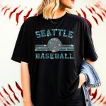 Seattle Baseball Rhinestone T-Shirt, Breathable Soft-Style Cotton Team Tee-Shirt, Unique Design Game Day Cheering Shirt for Her or Him