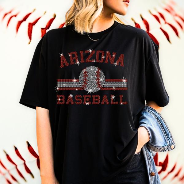 Arizona Baseball Rhinestone T-Shirt, Cute  Sports Team Tee-Shirt, Unisex Soft-Style Sweatshirt, Men's & Women's Game Day  Apparel