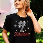 Custom Fabulous Rhinestone T-Shirt, 50 and Fabulous Birthday Crew Tee-Shirt, Customized/ Personalized Group Shirt Gift For Her or Him