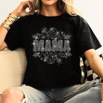Floral Mama Rhinestone T-Shirt, Wildflowers New Mom Tee-Shirt, Mama's Garden Sweatshirt, Unique Flower Design Shirt for Mommy