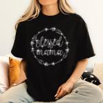 Blessed Mama Rhinestone T-Shirt, Retro Sublimation Design Mom-Life Tee-Shirt, Mama Birthday & Happy Mother's Day Special Shirt Gift