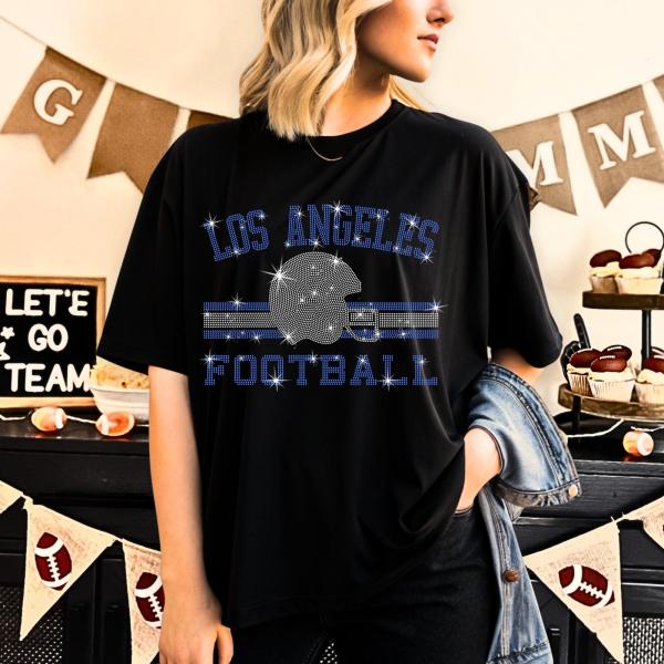 Los Angeles Football Rhinestone T-Shirt, Sports Team Tee, Unisex Tailgate Shirt, Game Day Apparel, Fan Gift Idea for Best Friends