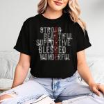 Strong Beautiful Supportive Blessed Wonderful Nurse Rhinestone T-shirt, Funny Healthcare Tee-Shirt Gift, Cozy Cotton Shirt for Nurse