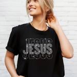 Jesus Text Art Rhinestone T-Shirt, Jesus Lover Gift, Comfort Colors Christian Tee-Shirt, Faith Based Apparel, Retro Christian Shirt