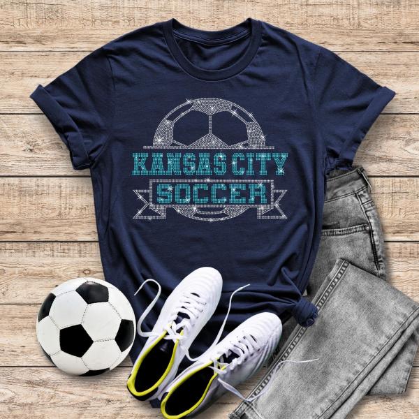 Kansas City Rhinestone T-Shirt, Soccer Fans Gift Tee-Shirt, Comfort Colors Unisex Super-Soft Adult & Youth Shirt, Sports Ladies Cotton Shirt
