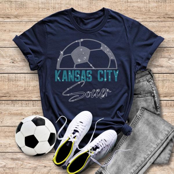 Kansas City Rhinestone T-Shirt, Soccer Stadium Outfit, Game Day apparel, Soccer Youth Shirt, Sporty Athletic Tee Shirt, Vintage Mascot Shirt