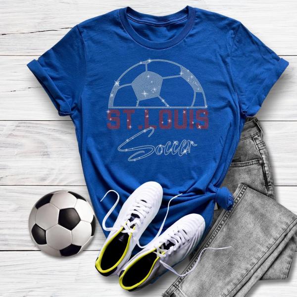 St. Louis Rhinestone T-Shirt, Unisex Soccer Game Day Sports Tee, Soft Comfortable Cotton Shirt, Team Supporters Aesthetic Apparel
