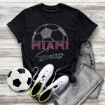 Miami Rhinestone T-Shirt, Soccer Team Tee for True Fans, Game Day Season Shirt, Comfort Colors Stadium Apparel, Soccer Cheerleaders Outfit