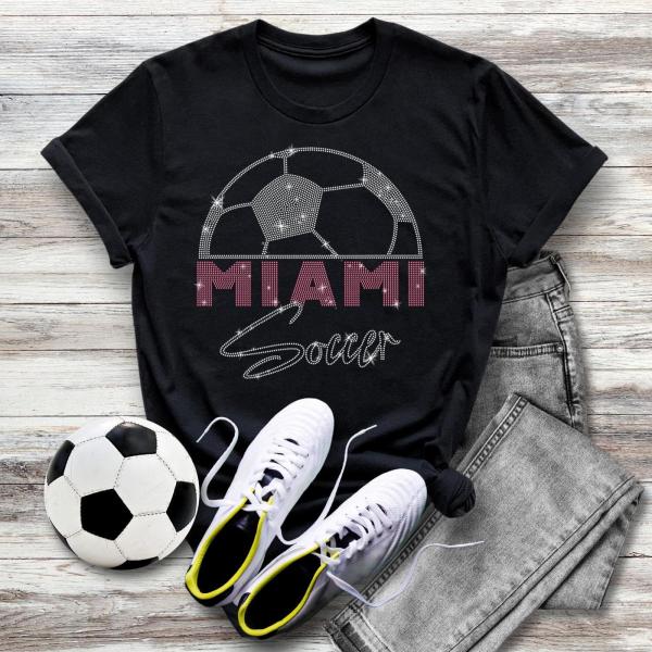 Miami Rhinestone T-Shirt, Soccer Team Tee for True Fans, Game Day Season Shirt, Comfort Colors Stadium Apparel, Soccer Cheerleaders Outfit