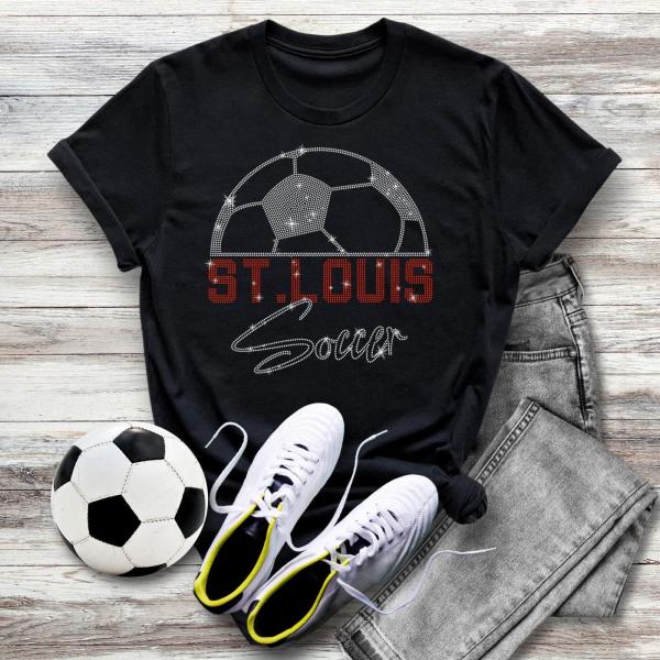 St. Louis Rhinestone T-Shirt, Unisex Soccer Game Day Sports Tee, Soft Comfortable Cotton Shirt, Team Supporters Aesthetic Apparel