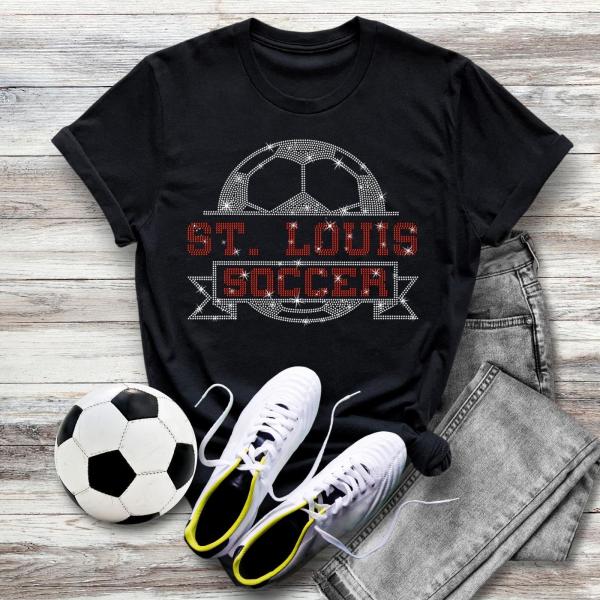St. Louis Rhinestone T-Shirt, Soccer Season Favorite Shirt, New Soccer Team Tee, Soccer Rivalry Apparel, Sports Fan Reveal Gift Idea