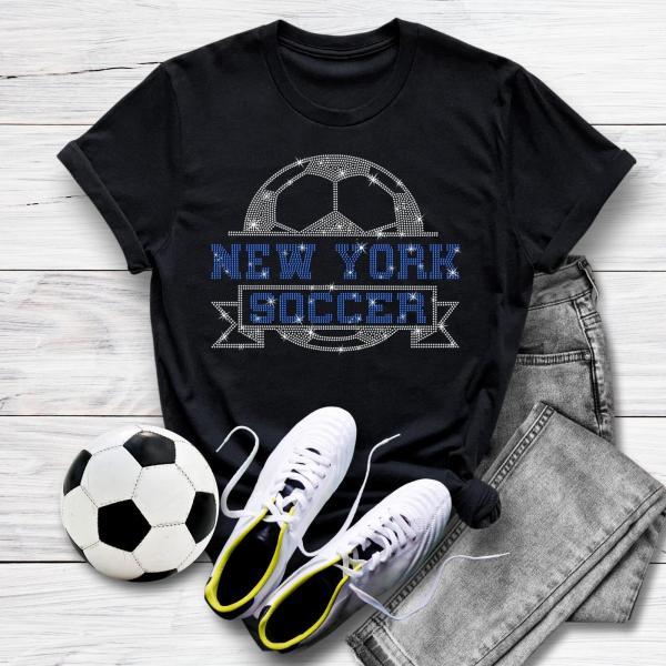 New York City Rhinestone Shirt, Retro Design Soccer Apparel, Soccer Classic Shirt, Funny Shirt Gift for Mom, Football Supporter Shirt