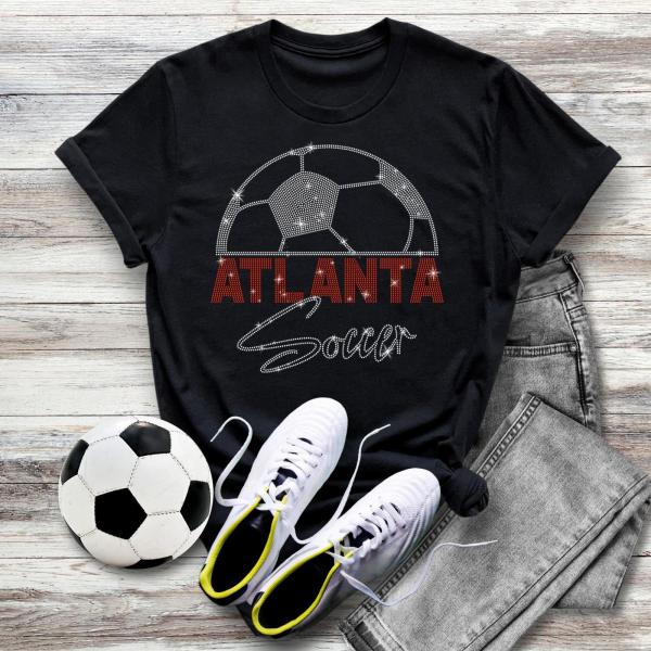 Atlanta Rhinestone T-Shirt, Game Day Soccer Shirt Gift, Season Unique Design Cotton Shirt, Retro Aesthetic Premium High-Quality Tee Shirt