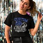 Custom Cheer Rhinestone T-Shirt, Personalized Cheerleader Shirt, Customizable Cheer Mom Tee-Shirt for Any Sport Events, Custom Game Day Tee