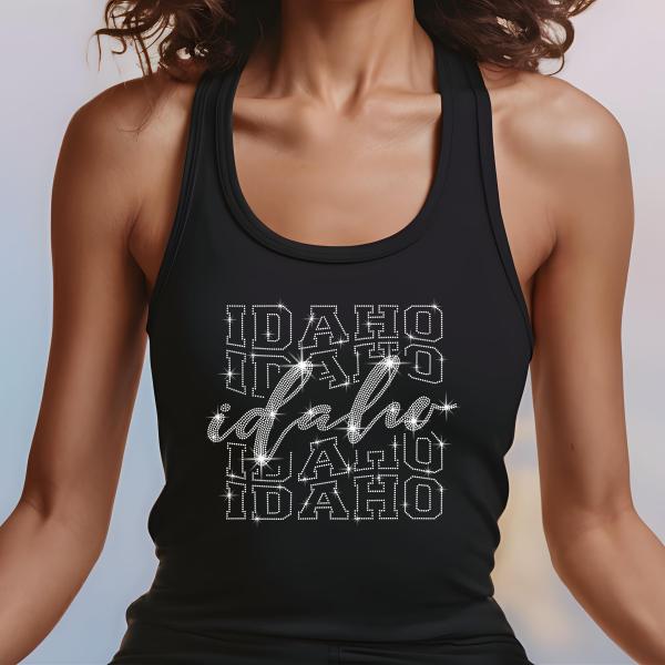 Idaho Rhinestone Football T-Shirt - Sparkly Game Day Tee for Fans, Tailgates & Sports Events - Game Day Gift for Football Lovers