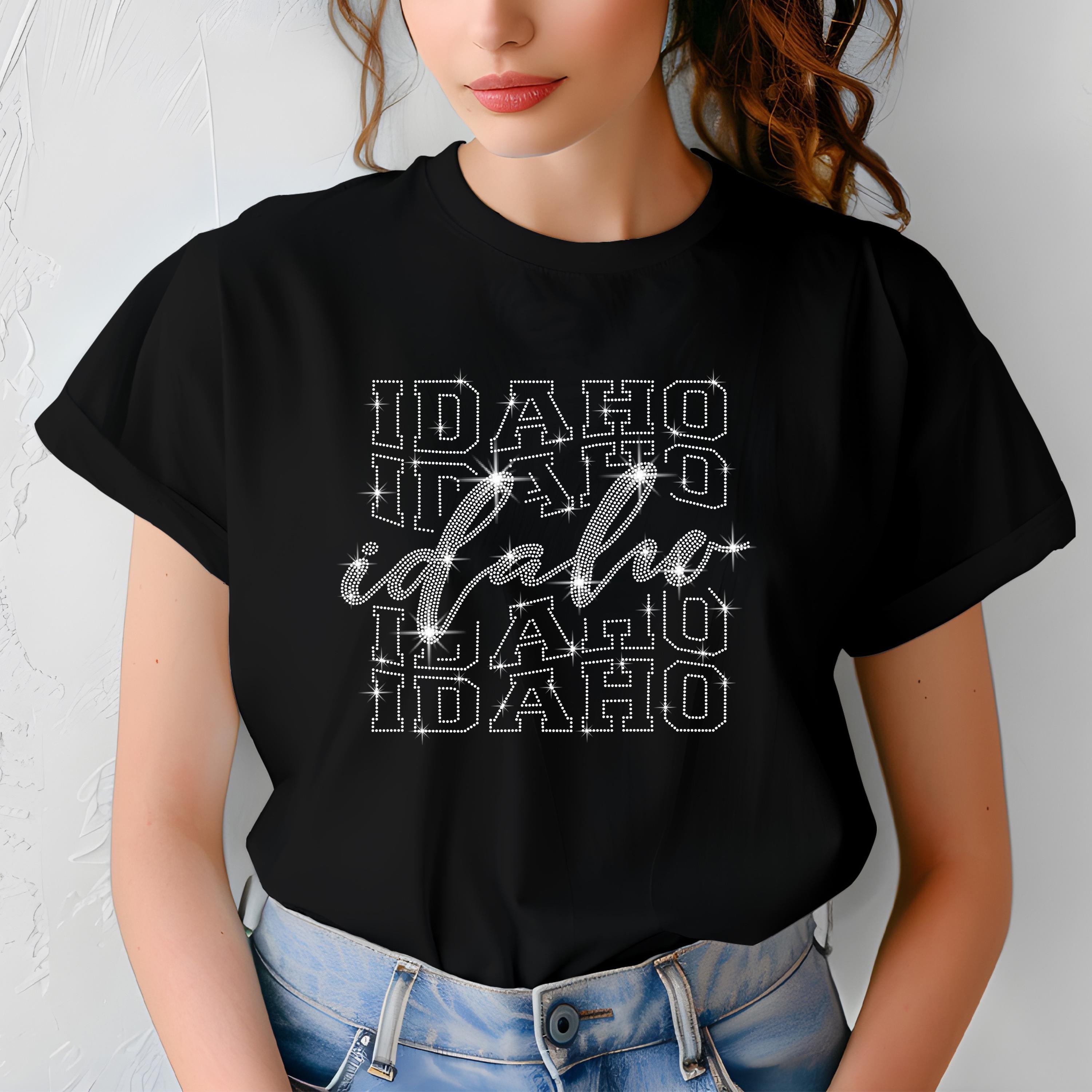 Idaho Rhinestone Football T-Shirt - Sparkly Game Day Tee for Fans, Tailgates & Sports Events - Game Day Gift for Football Lovers