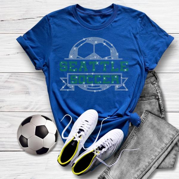 Seattle Rhinestone T-Shirt, Comfort Colors Soccer Team Tee, Soccer Mom Shirt, Unisex Soft Cotton Shirt, Sports Fan Reveal Gift Idea