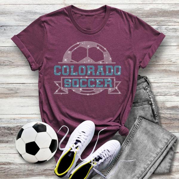 Colorado Rhinestone T-Shirt, Soccer Season Shirt, Tailgate Sweatshirt, Premium Cotton Tee, Football Fan Unisex Soft-Style Cotton Shirt