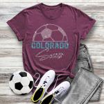 Colorado Rhinestone T-Shirt, Soccer Bling Shirt, Soft-Style Unisex Shirt, Game Day Tee, Sports Lovers Apparel, Sports Mom Game Day Shirt