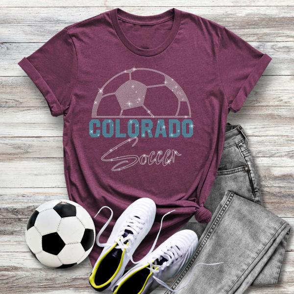 Colorado Rhinestone T-Shirt, Soccer Bling Shirt, Soft-Style Unisex Shirt, Game Day Tee, Sports Lovers Apparel, Sports Mom Game Day Shirt