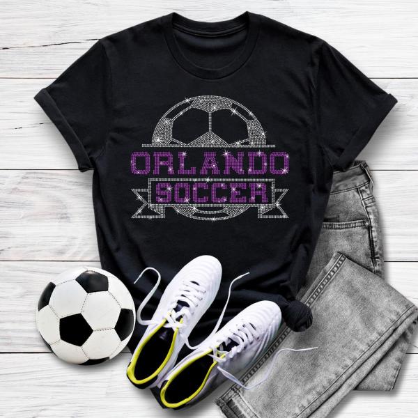 Orlando Rhinestone T-Shirt, Soccer/Football Supporters Shirt for Football Lovers, Unique Design Tailgate Outfit, Sport Lovers Christmas Gift