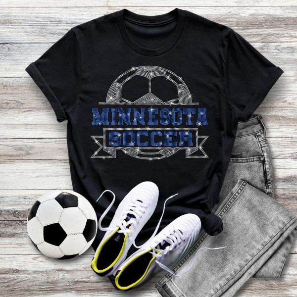 Minnesota Rhinestone T-Shirt, Soccer/Football Sports Gameday Tee, Vintage Retro Casual Sportswear, Trend Soccer Shirt, Sports Fan Gift Idea