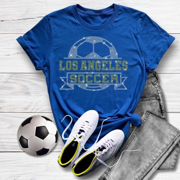 Los Angeles Rhinestone T-Shirt, Soccer Team Shirt for Game Day Season, Comfort Colors Unisex Soft-Style Cotton Shirt, Souvenir Mascot Shirt