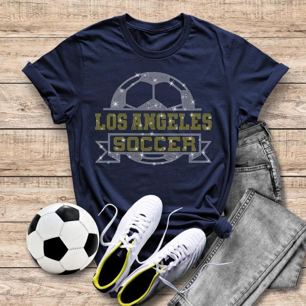 Los Angeles Rhinestone T-Shirt, Soccer Team Shirt for Game Day Season, Comfort Colors Unisex Soft-Style Cotton Shirt, Souvenir Mascot Shirt