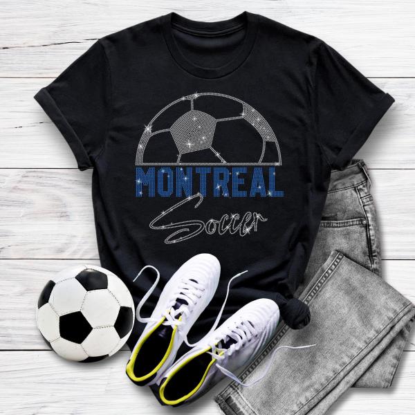 Montreal Rhinestone T-Shirt, Soccer Team Spirit Tee, Vintage Style Comfort Colors Sweatshirt, Premium Quality Shirt With Vibrant Colors