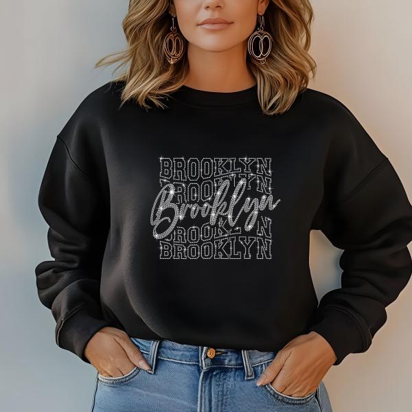 Brooklyn Rhinestone Football T-Shirt - Sparkly Game Day Tee for Fans, Tailgates & Sports Events - Game Day Gift for Football Lovers