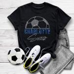 Charlotte Rhinestone T-Shirt, Unique Soccer Shirt Gift, Perfect for Fans and Supporters, Team Merch, Soccer Fan Apparel, Sporty Sweatshirt