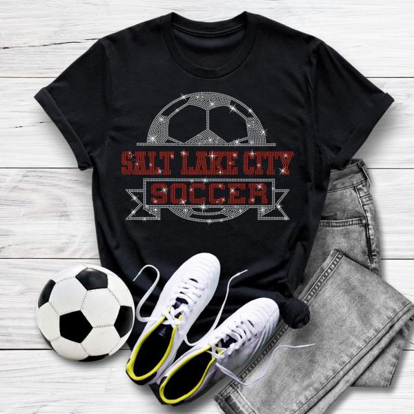 Salt Lake City Rhinestone T-Shirt, Soccer Game Day Mom or Dad Shirt, Retro Unisex Soft Cotton Tee, Aesthetic and Athletic  Sport Shirt