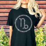 Capricorn Sign Dazzling Rhinestone Shirt, Capricorn Shirt Gift for Him, Horoscope Season Sweatshirt for Her, Unisex Short Sleeve Tee