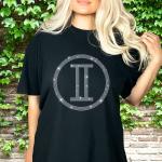 Gemini Sign Glittering Rhinestone T-Shirt, Retro Astrology Shirts, Birthday Horoscope Shirt, Unisex Shirt Gift For Gemini Girls and Men