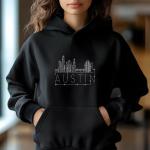 Austin Rhinestone T-Shirt, Sparkling City Skyline Tee, Women Casual Top, Texas Pride Shirt, Travel Gift, Cityscape Design Outfit