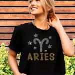 Aries Bling Rhinestone T-Shirt, Glittering Birthday Gift, Astrological Shirt For Women or Men, Retro Horoscope Zodiac Sign Tee Shirt
