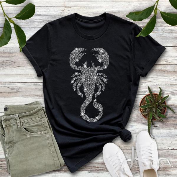 Scorpion Silhouette Rhinestone T-Shirt, Spirit Animal Sweatshirt, Scorpion Symbolism, Power Animal Shirt, Zodiac Shirt, Scorpio Gift