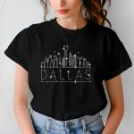 Dallas Rhinestone T-Shirt, Sparkling City Skyline Tee, Women Casual Top, Texas Pride Shirt, Travel Gift, Cityscape Design Outfit