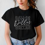 Dallas Rhinestone Football T-Shirt - Sparkly Game Day Tee for Fans, Tailgates & Sports Events - Game Day Gift for Football Lovers