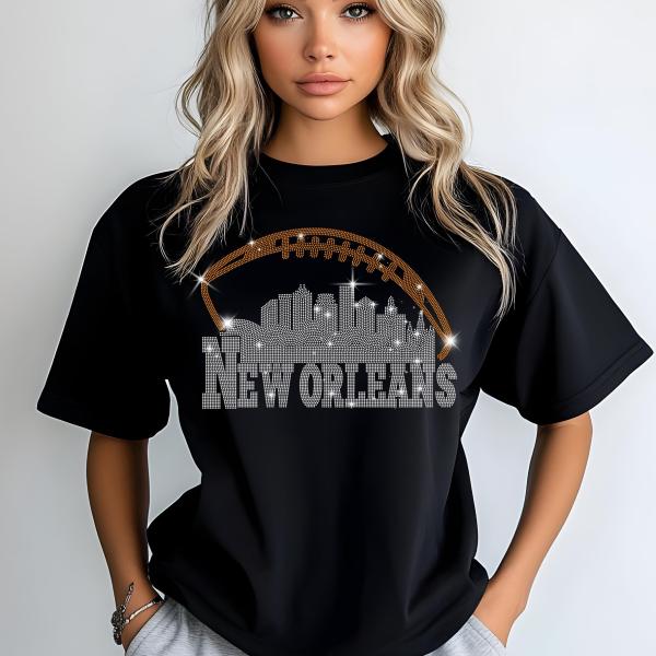New Orleans Rhinestone Shirt, Sunday Football Shirt, New Orleans Sweatshirt, Football Fan Shirt, Saints Hoodie, Gift for Men or Women