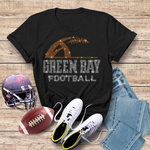 Green Bay Rhinestone Sunday Football T-Shirt, Football Fan Game Day Shirt, Football Sweater Hoodie  Shirt, Gift for her, For Him