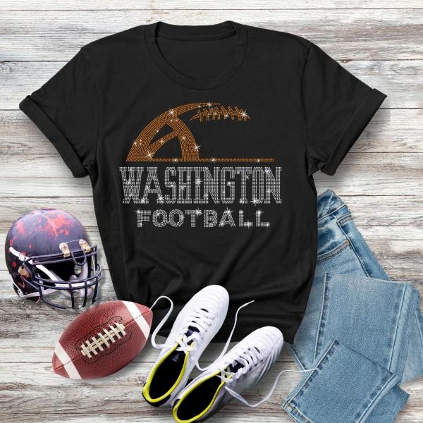 Washington Rhinestone Sunday Football T-Shirt, Comfort Colors Team Mascot Shirt, Vintage Style Retro Trendy Football Shirt, Game Day Outfit