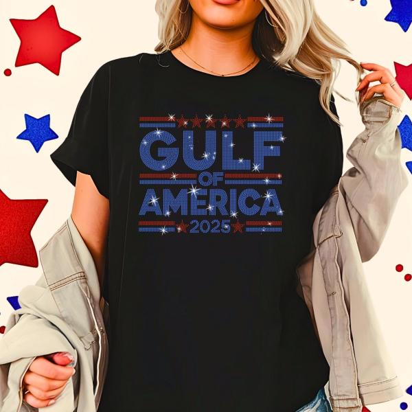 Gulf America Of 2025 Rhinestone T-Shirt, Patriotic Vintage Tee-Shirt, Cruise Gift Shirt, American Pride Shirt, Funny Liberal Gift