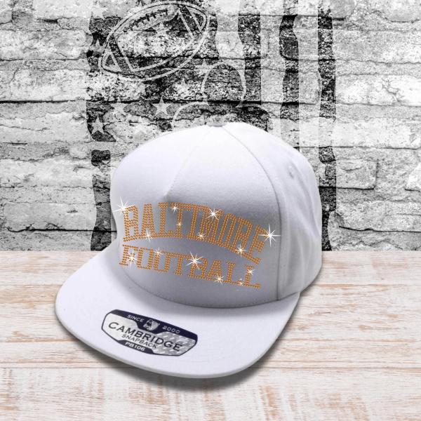 Baltimore Football Rhinestone Caps, Sports Team Cap, Game Day Stadium Snapback Trucker Hat, Cheer Mom Hats, Tailgating Cap, Coach Gift