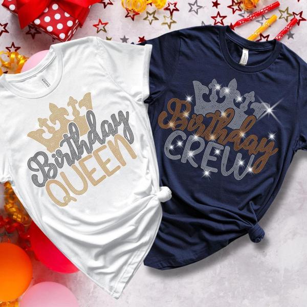 Birthday Queen and Crew Rhinestone Shirt, Birthday Squad Shirt, Birthday Group Shirts, Birthday Team Shirt, Birthday Outfit Gift for Women